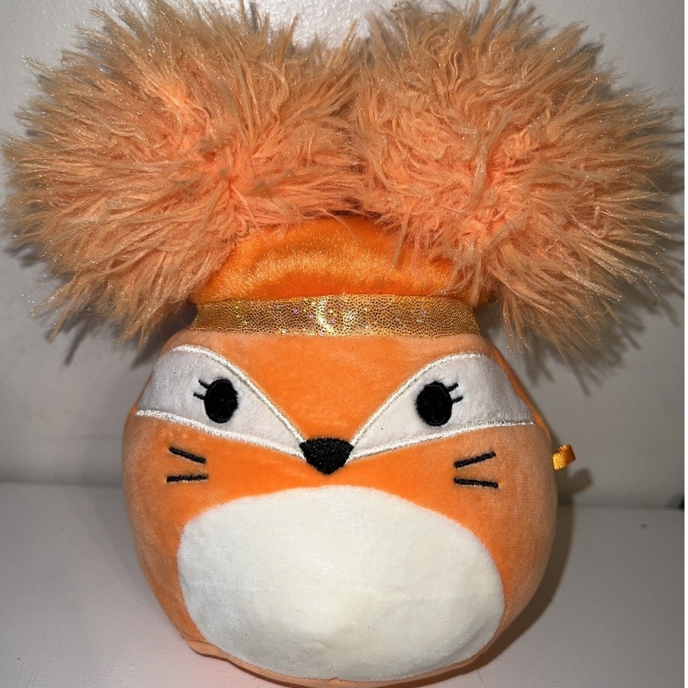 Squishmallows Fawn Fox Plush Pom Pom Topper Orange White Stuffed Animal T10